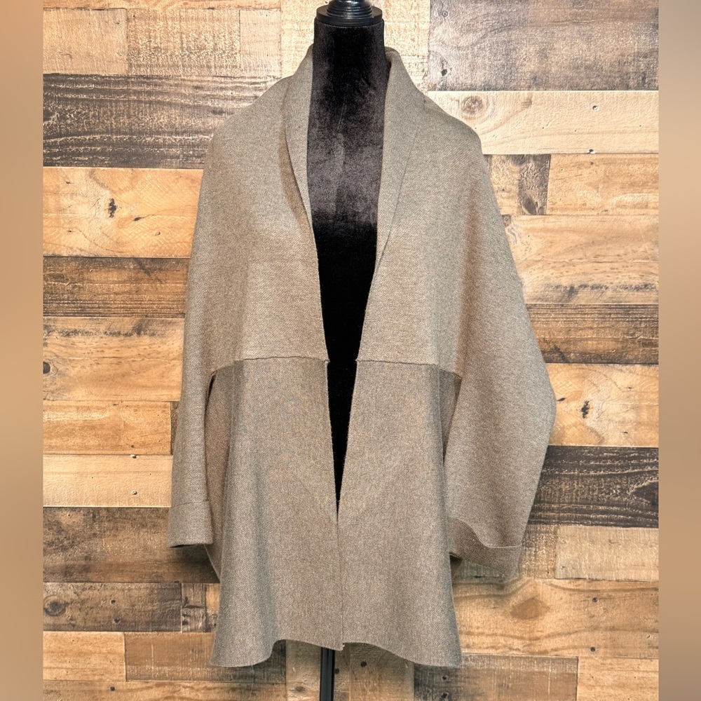 Look by M New York Brown Open Cardigan Sweater Long Sleeve Medium M